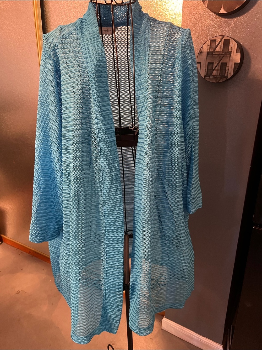 Women’s CJ Banks Open-Front Light Blue Knit Cardigan